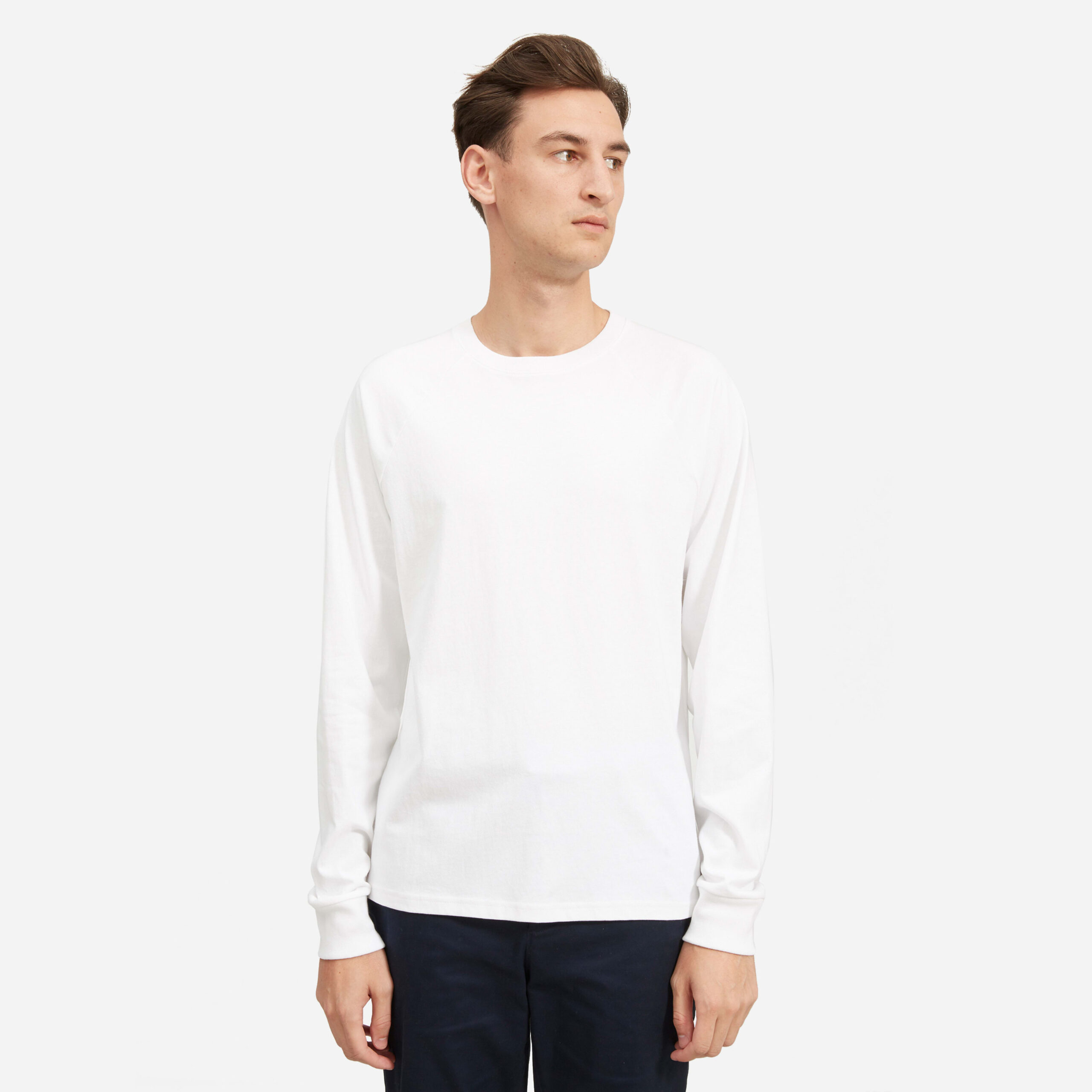 Men&#8217;s Premium-Weight Long-Sleeve Crew | Uniform T-Shirt by Everlane in White