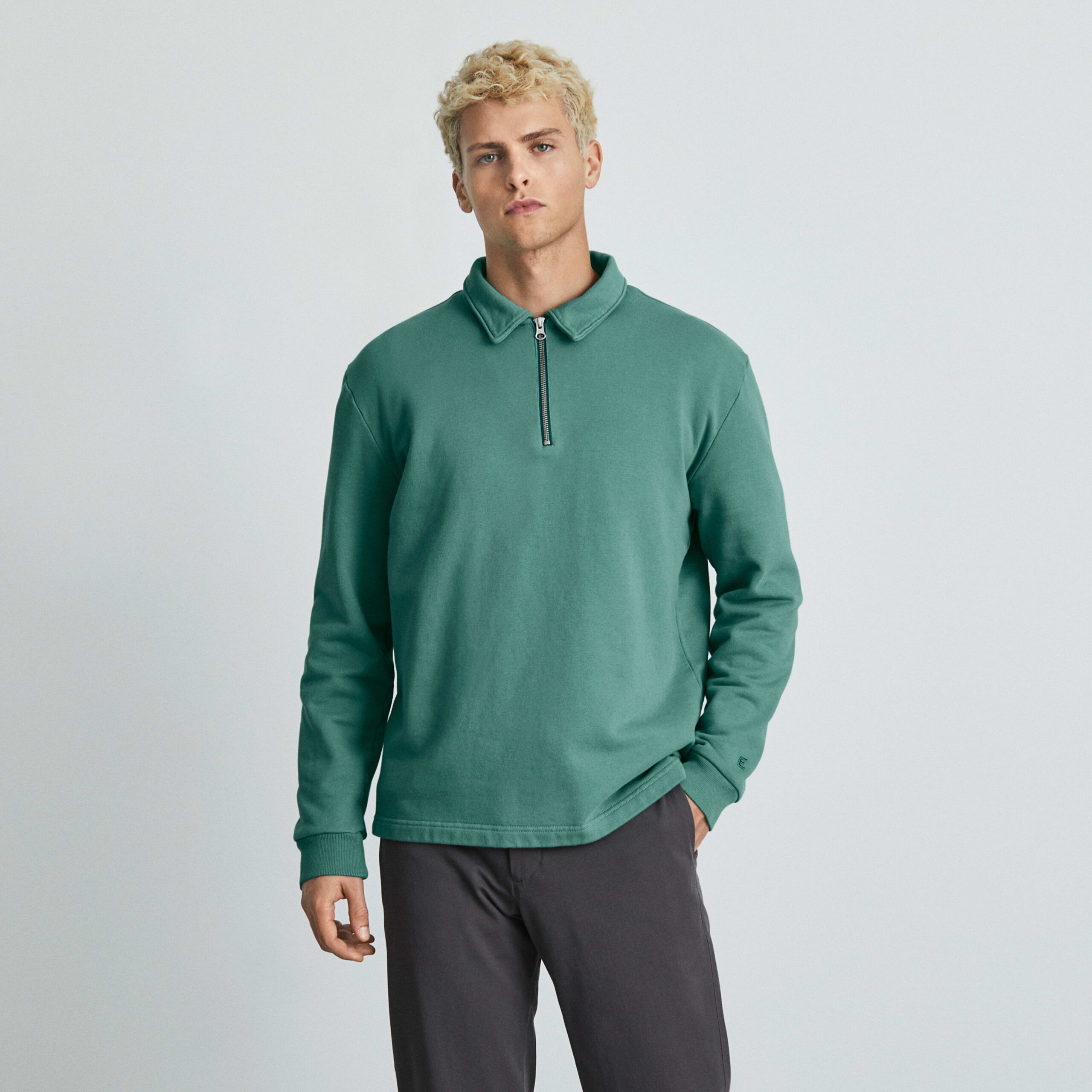Men&#8217;s Track Quarter-Zip Sweatshirt by Everlane in Deep Sea