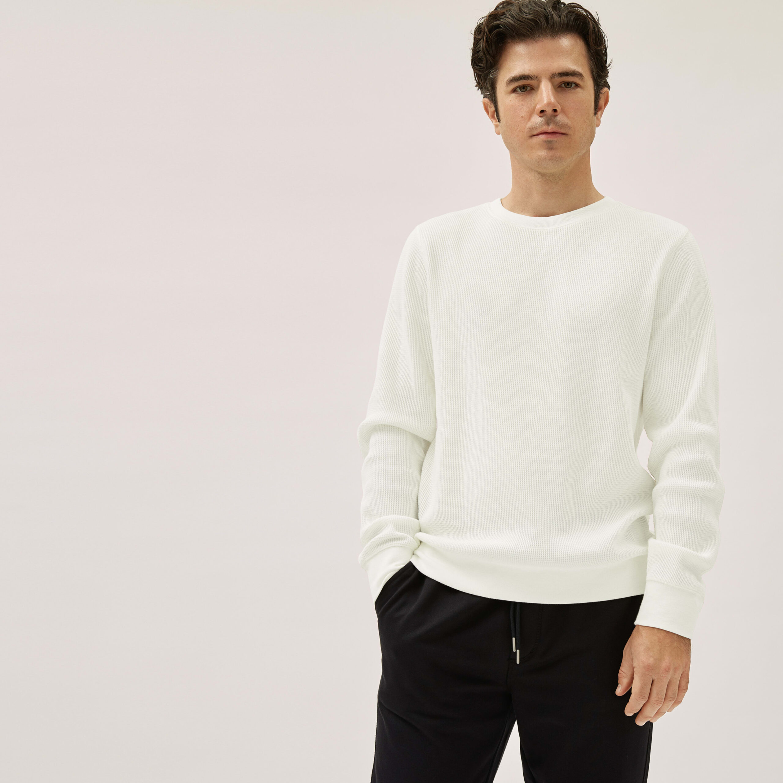 Men&#8217;s Waffle Long-Sleeve Crew T-Shirt by Everlane in Off White