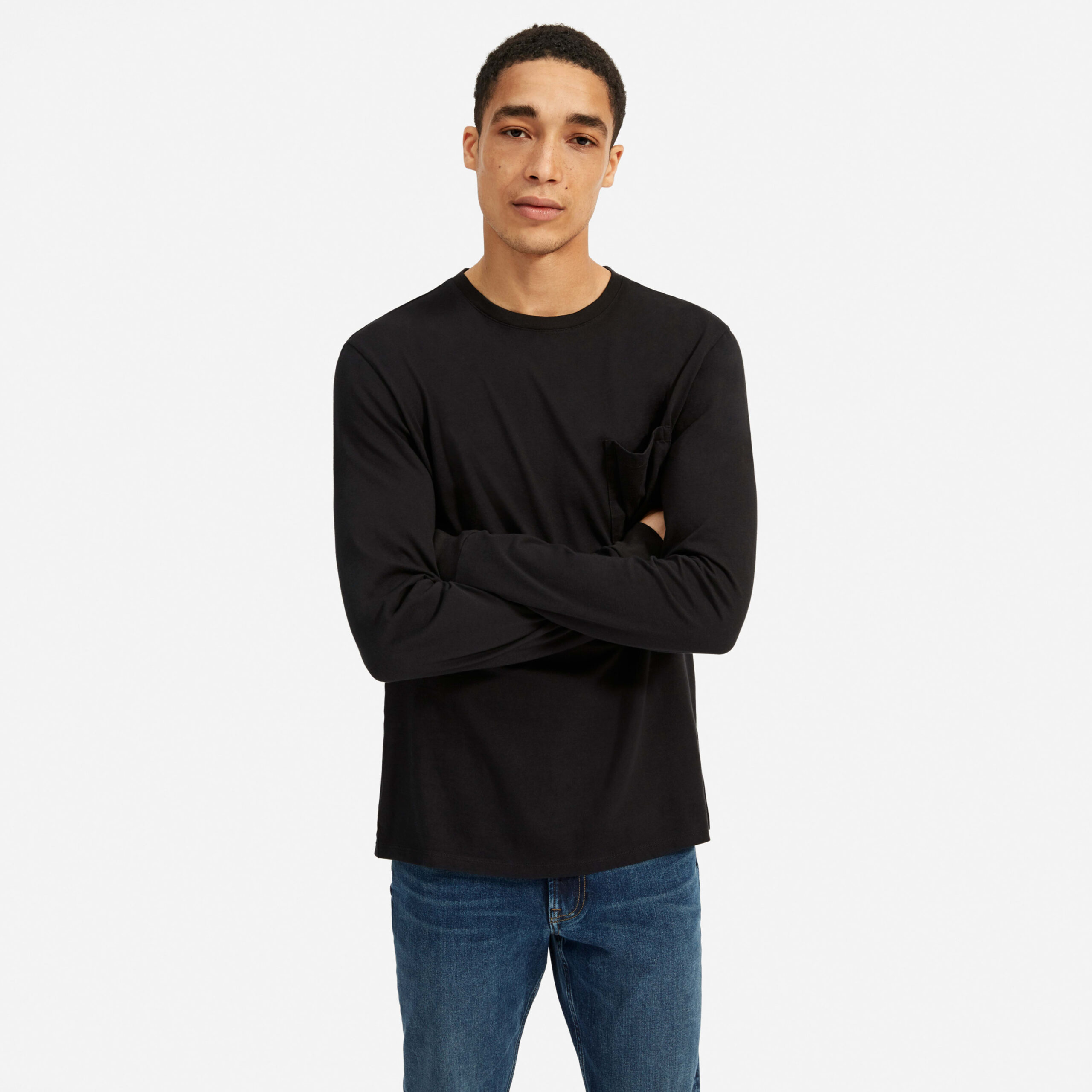 Men&#8217;s Organic Cotton Long-Sleeve Pocket T-Shirt | Uniform by Everlane in Black