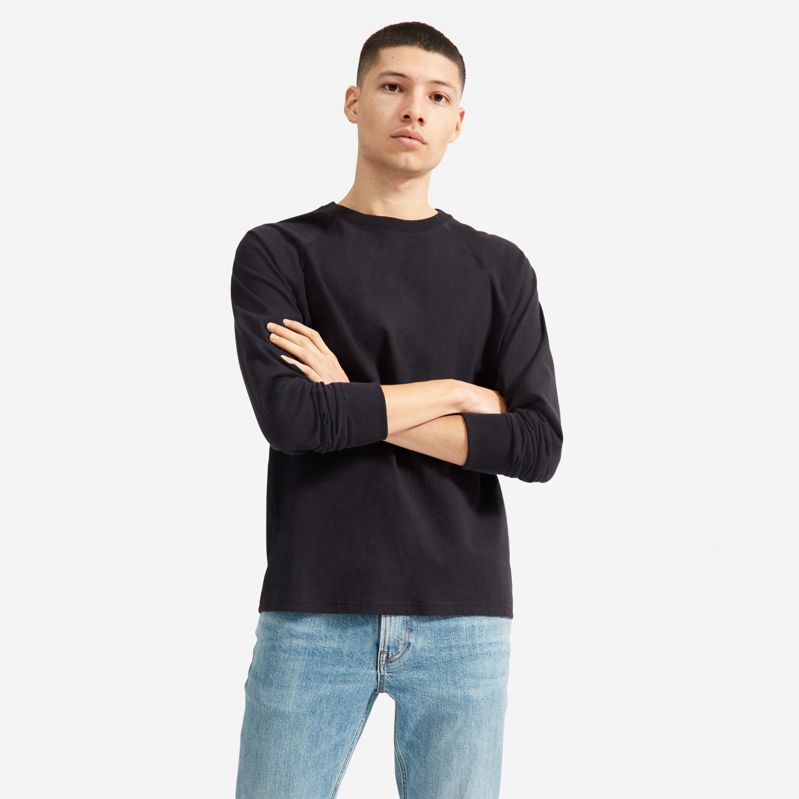 Men&#8217;s Premium-Weight Long-Sleeve Crew | Uniform T-Shirt by Everlane in Black