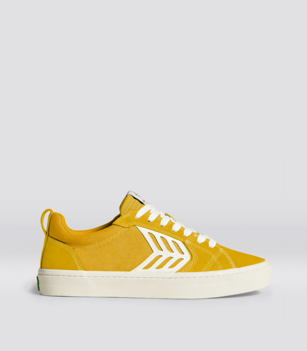 CATIBA PRO Skate Yellow Suede and Canvas Contrast Thread Ivory Logo Sneaker Men