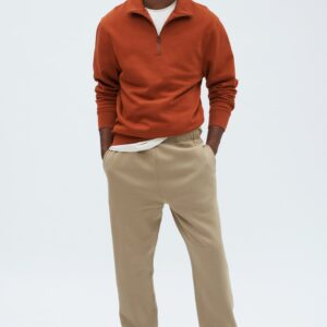 Kotn Men's Half Zip Sweatshirt in Bronze Brown, Size XS
