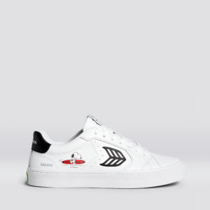 SALVAS PEANUTS Surf White Leather Black Logo Sneaker Men