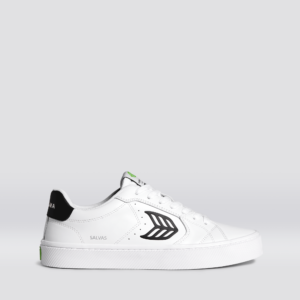 SALVAS White Leather Black Logo Sneaker Men
