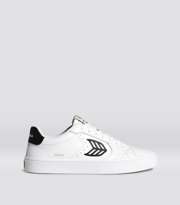 SALVAS White Leather Black Logo Sneaker Men