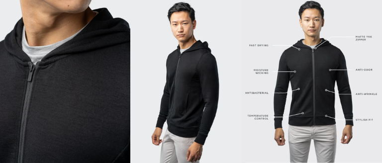 unbound merino compact travel hoodie