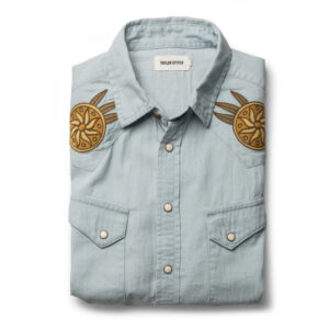 The Embroidered Western Shirt in Washed Selvage
