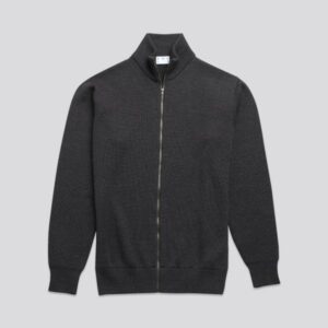 The Merino Zip Cardigan Charcoal Melange