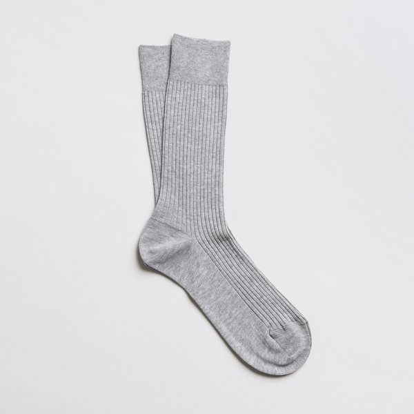 The Ribbed Cotton Sock 3-Pack Light Grey