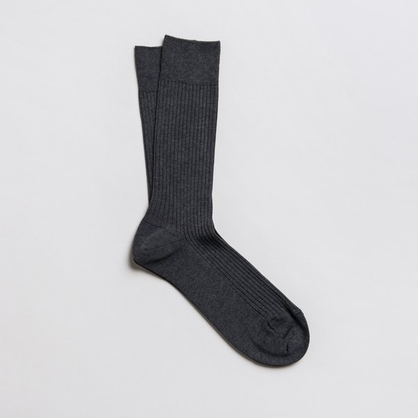 The Ribbed Cotton Sock Charcoal Melange