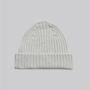 The Ribbed Wool Beanie Light Grey