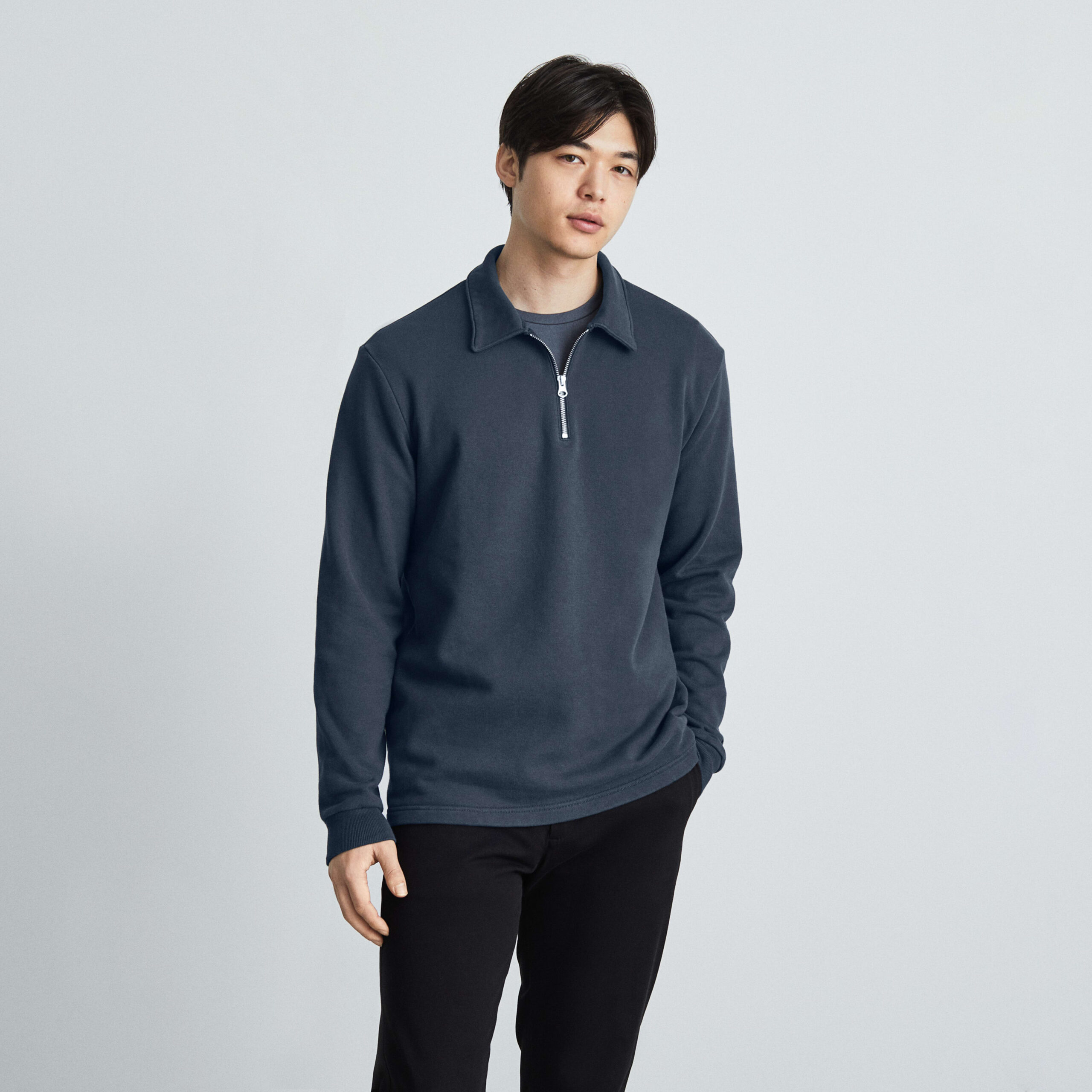 Men&#8217;s Track Quarter-Zip Sweatshirt by Everlane in Kingfisher Blue