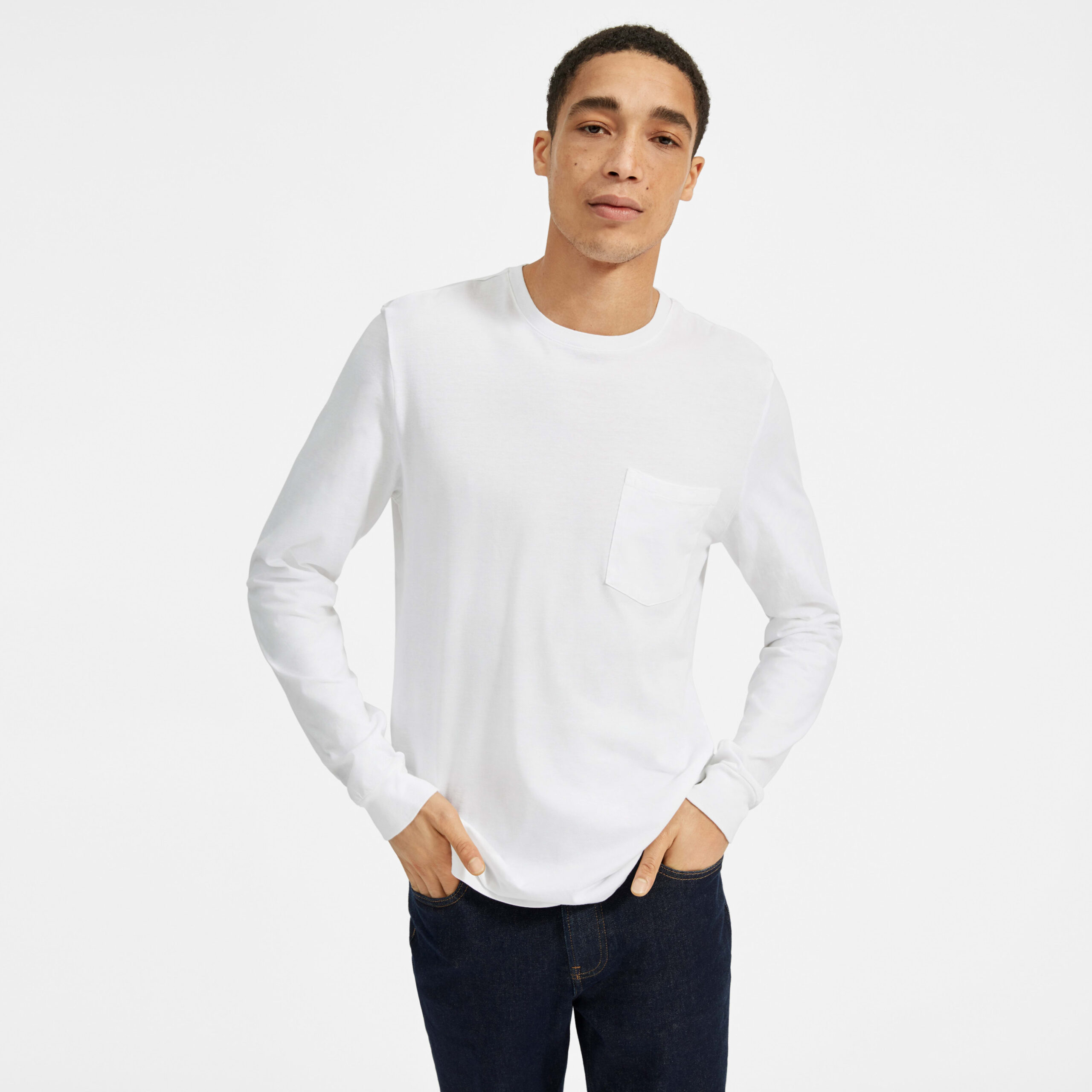 Men&#8217;s Organic Cotton Long-Sleeve Pocket T-Shirt | Uniform by Everlane in White