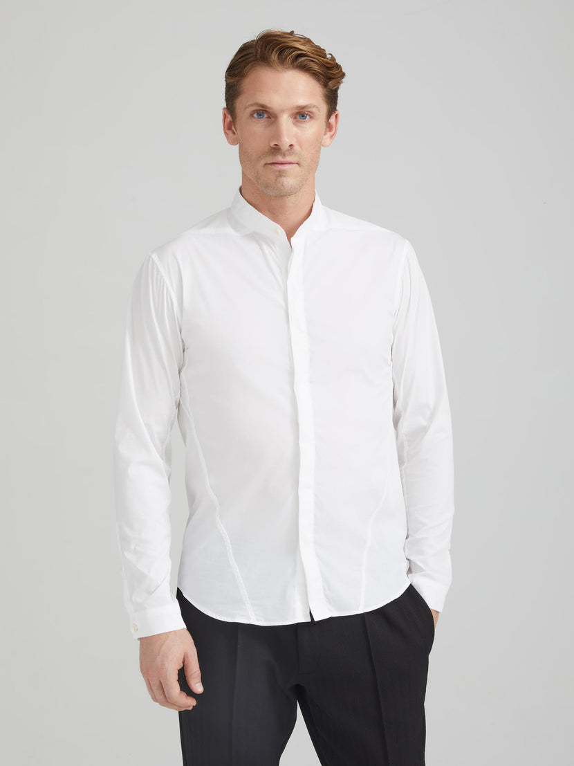 Lumen Band Collar Shirt White