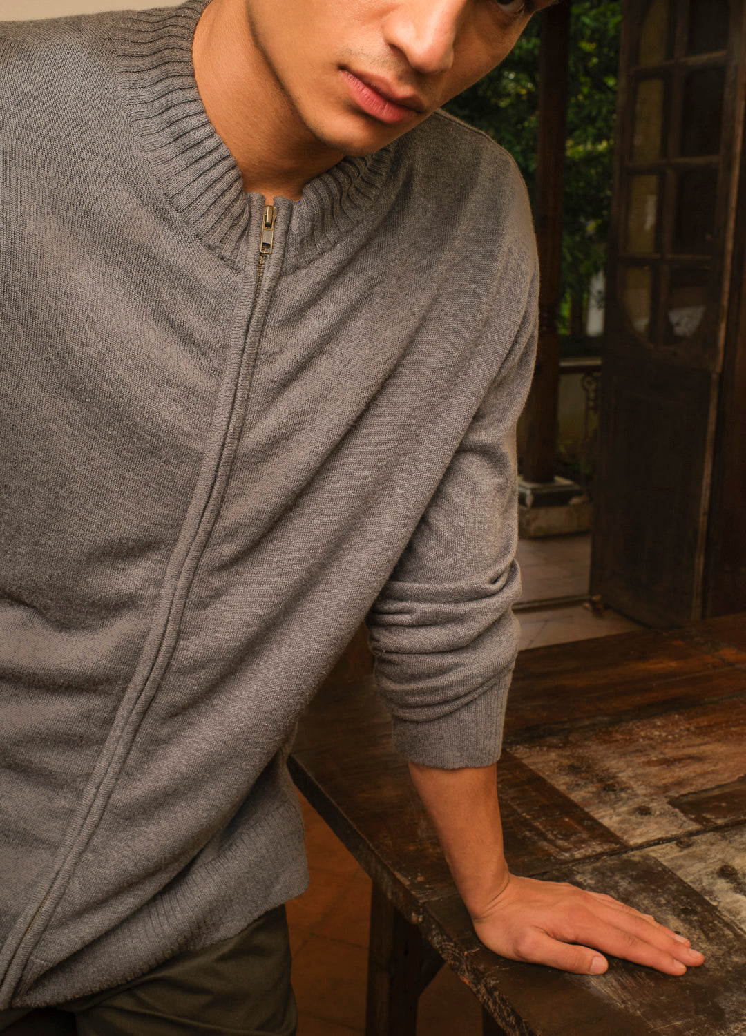 Charcoal Zip-Up Jacket-No Nasties &#8211; Organic Cotton Clothing