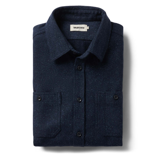 The Utility Shirt in Navy Donegal Wool