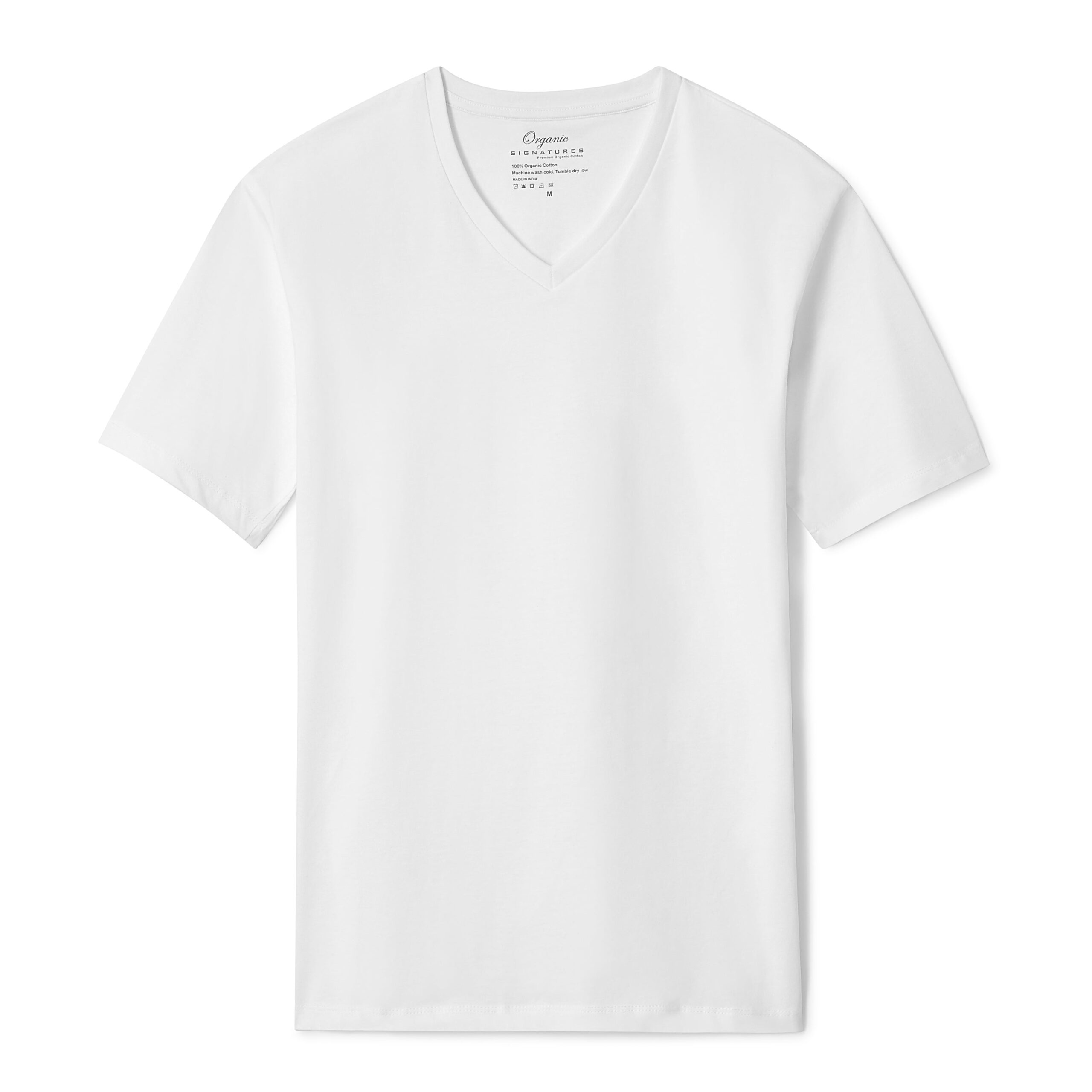 White T-Shirt for Men &#8211; V-Neck Short Sleeve