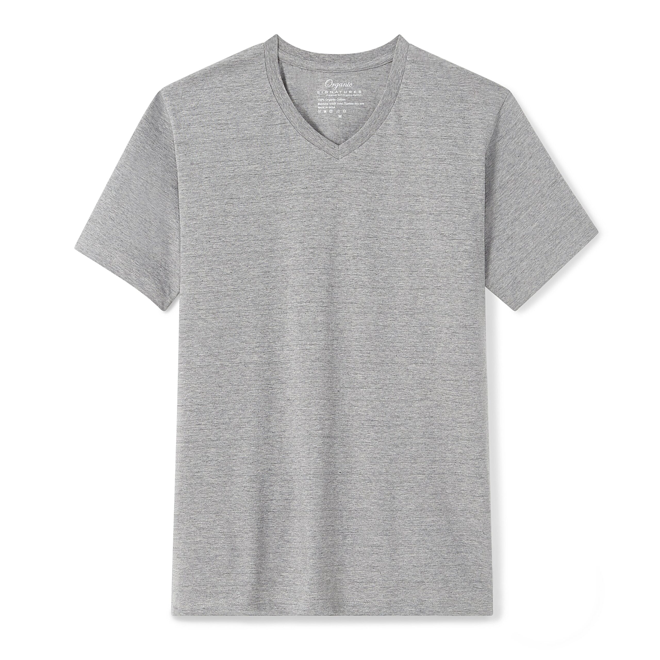 Heather Grey T-Shirt for Men &#8211; V-Neck Short Sleeve