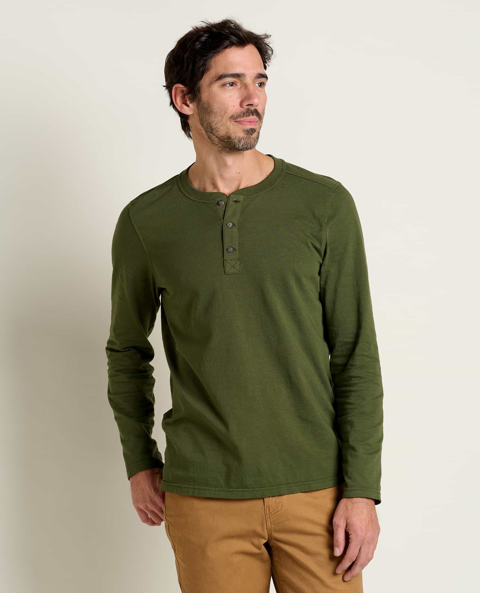 Men&#8217;s Primo Long Sleeve Henley Chive