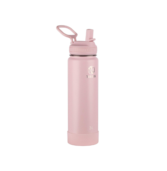 Takeya Actives Straw Reusable Water Bottle, 24 Oz, Blush