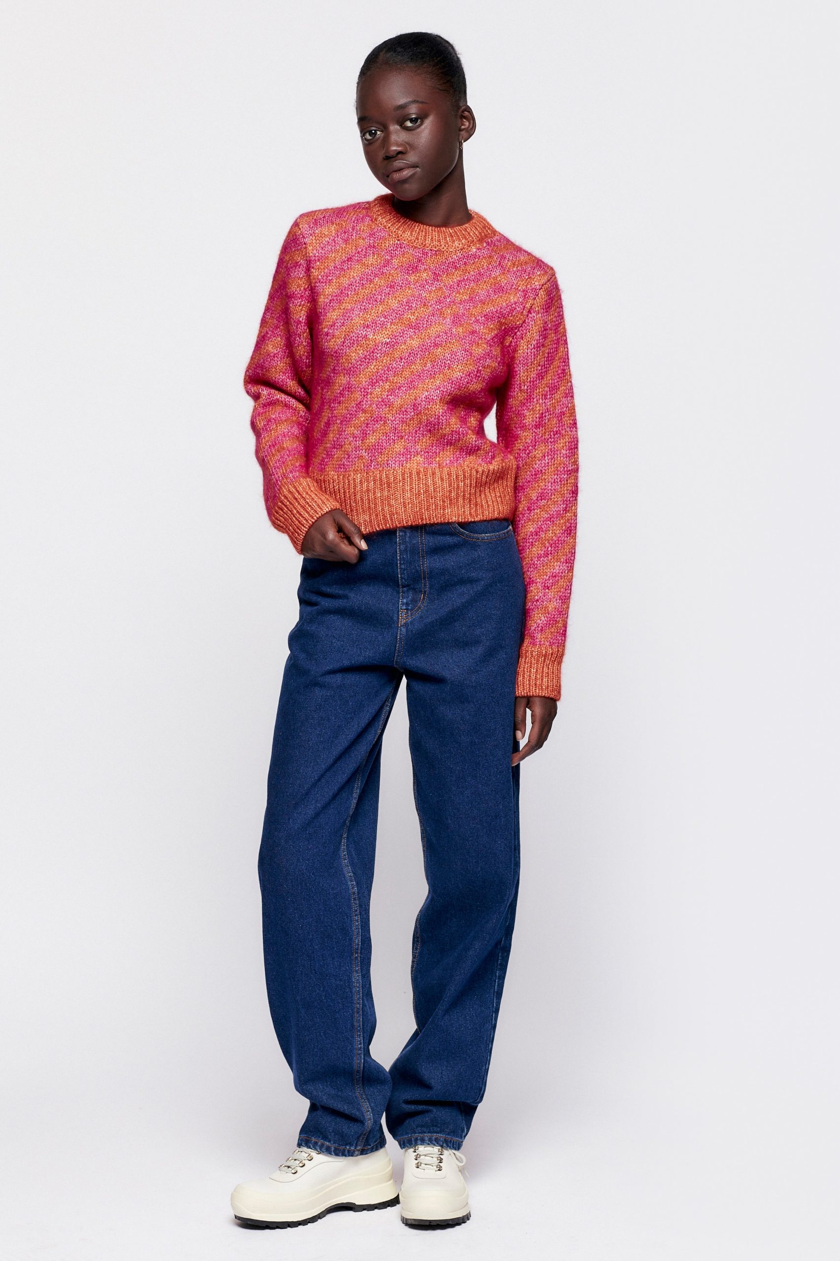 Asilah Cropped Sweater | Chili/Fuchsia