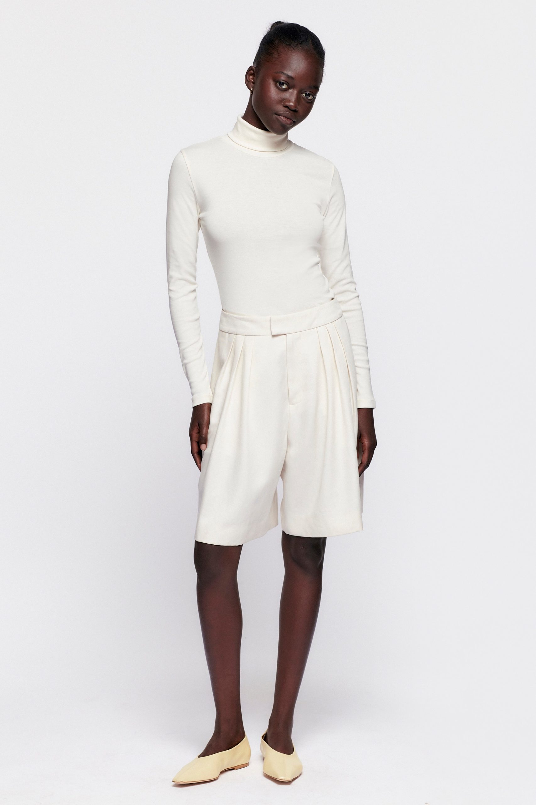 Fitted Turtleneck Top | Natural White