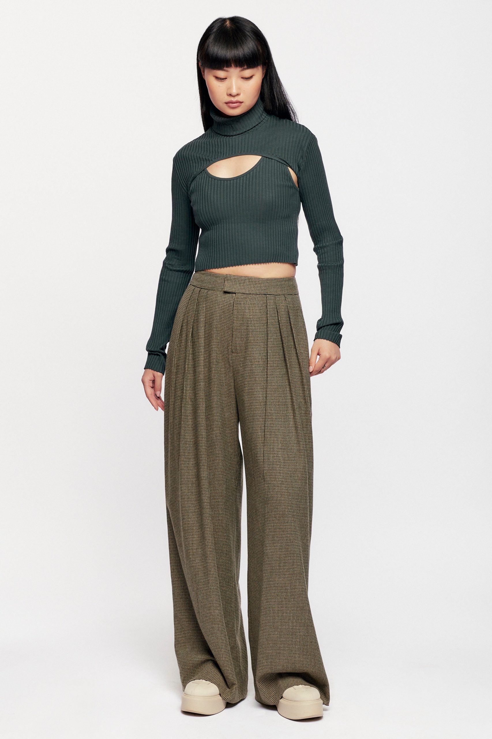 Plaza Wool Trouser Pants | Houndstooth 423