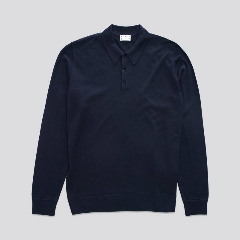 Merino Wool Polo | Dark Navy