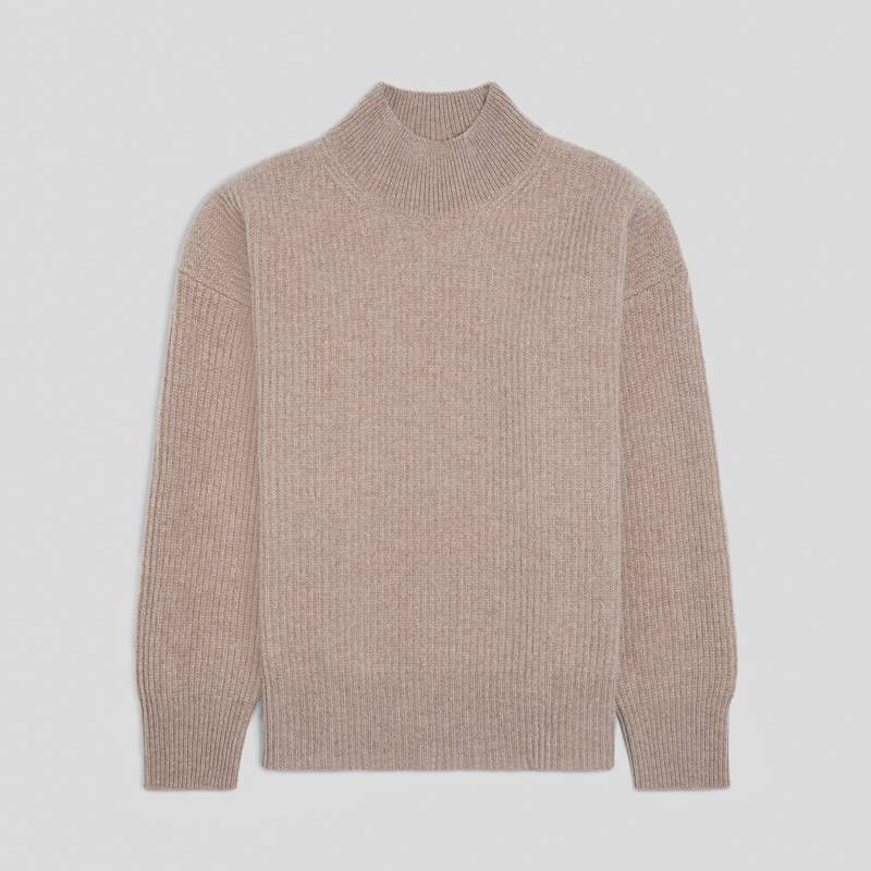 Mock Neck Sweater | Brown Melange