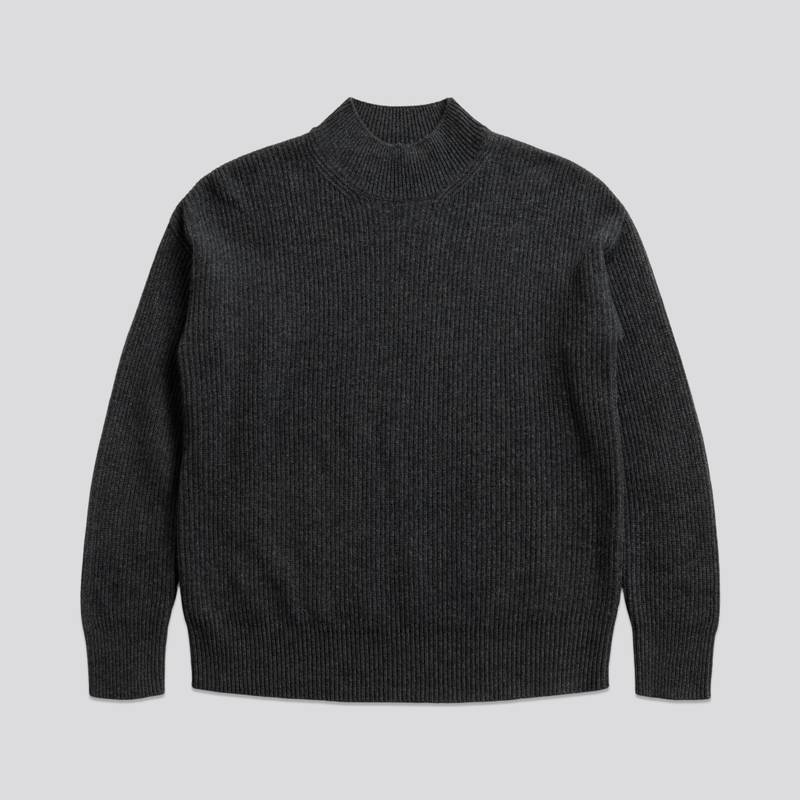 Mock Neck Sweater | Charcoal Melange