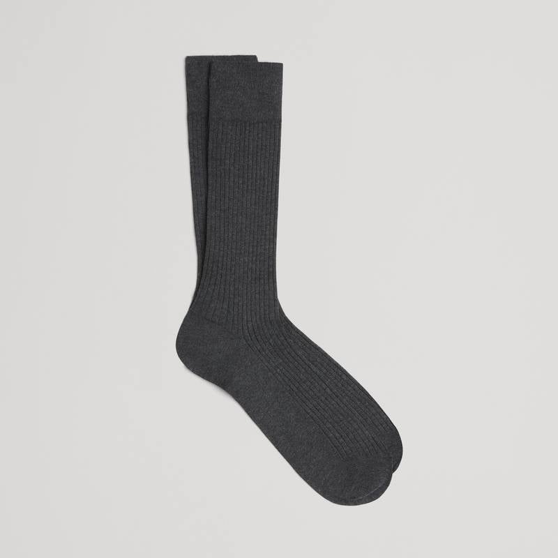 Ribbed Cotton Sock | Charcoal Melange