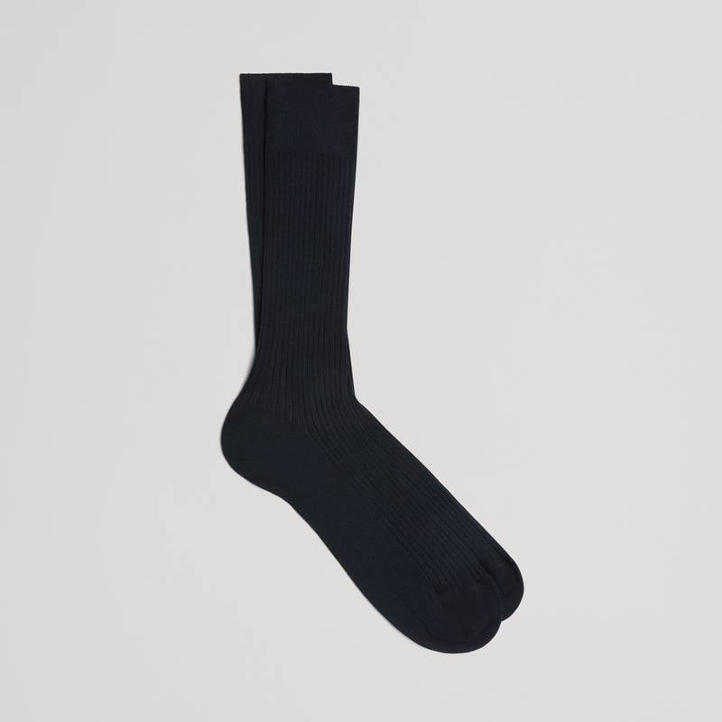 Ribbed Cotton Sock | Dark Navy