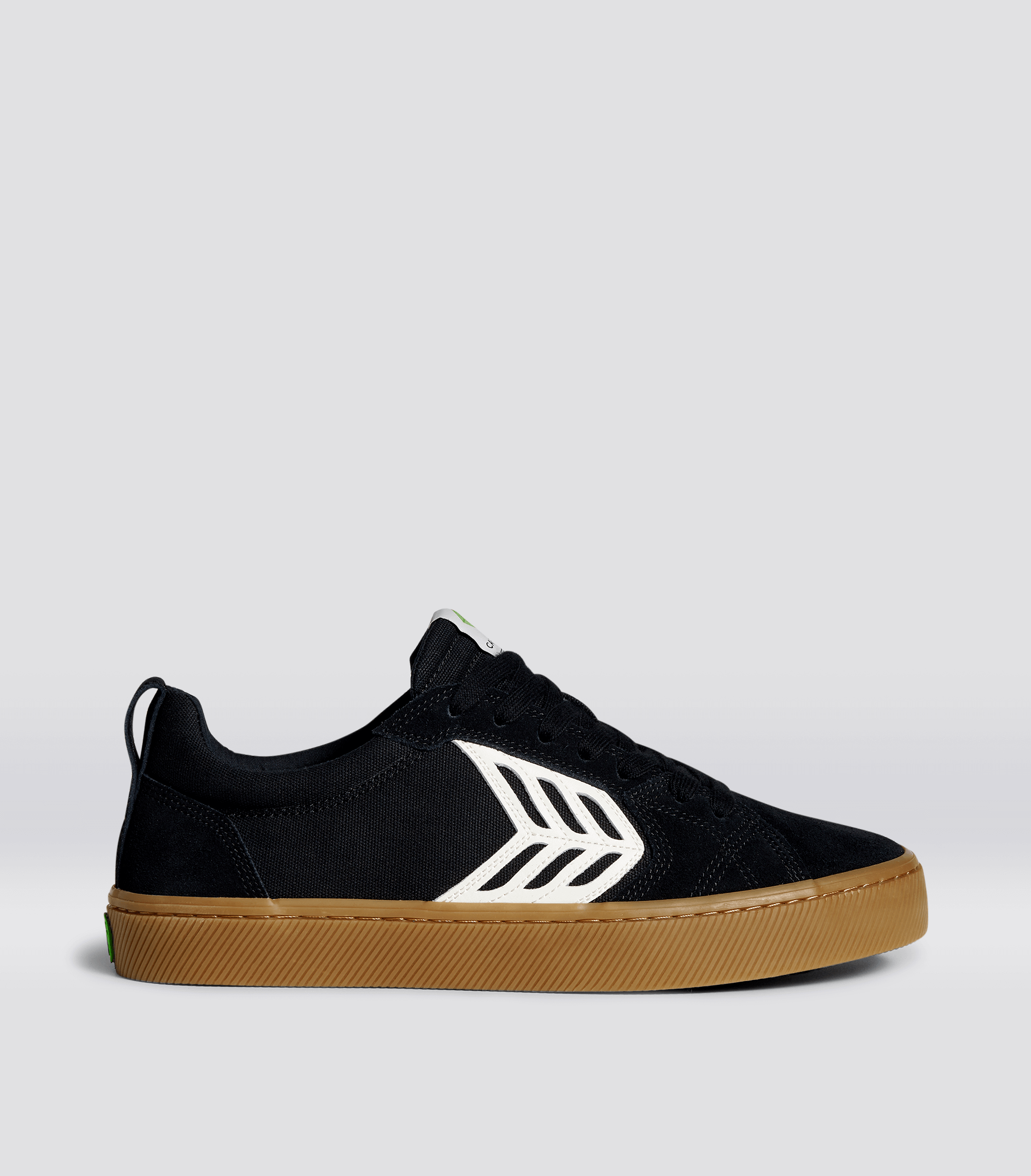 CATIBA PRO Low Gum Black Suede and Canvas Ivory Logo Sneaker Men Right