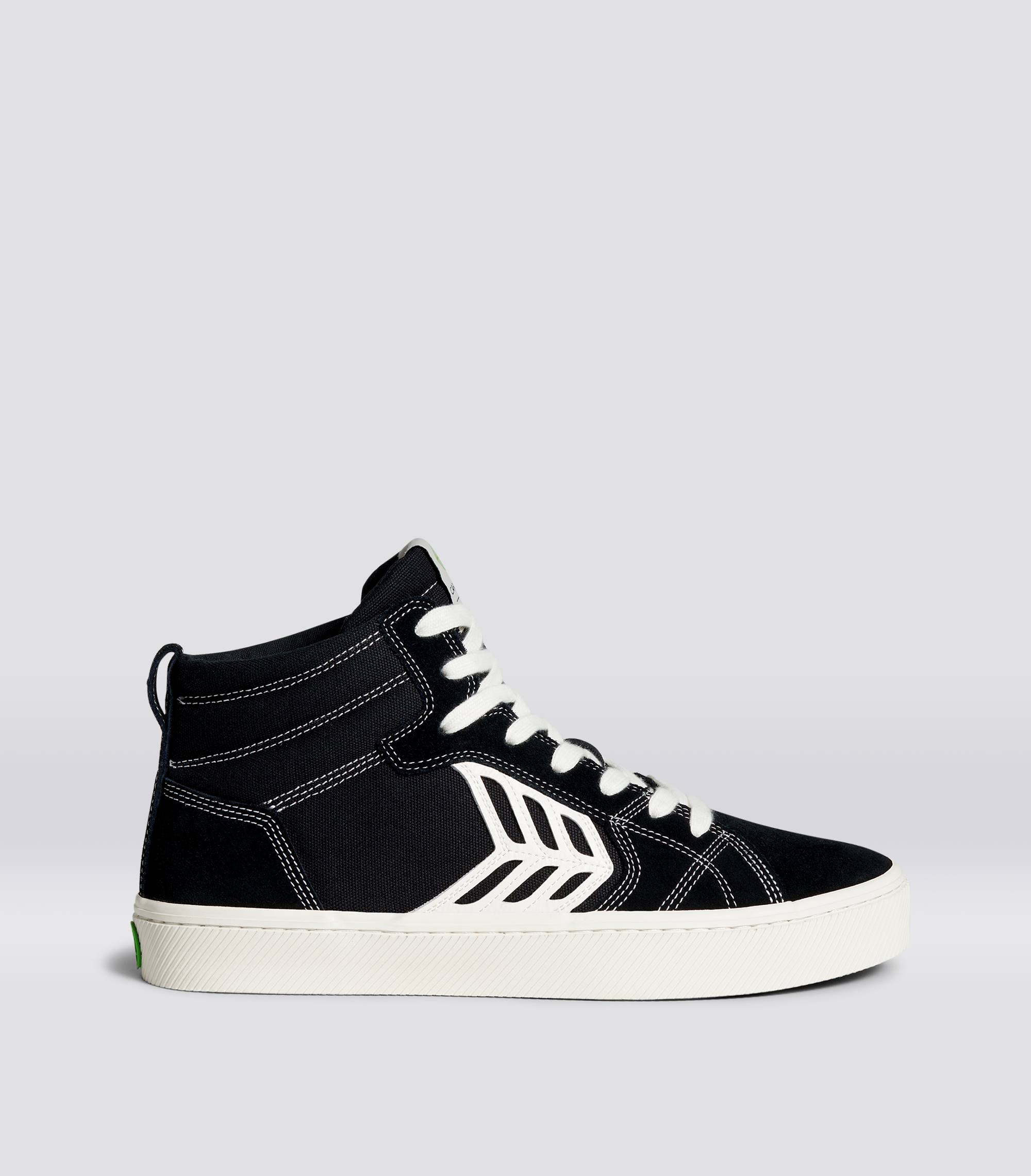 CATIBA PRO High Black Suede and Canvas Contrast Thread Ivory Logo Sneaker Women