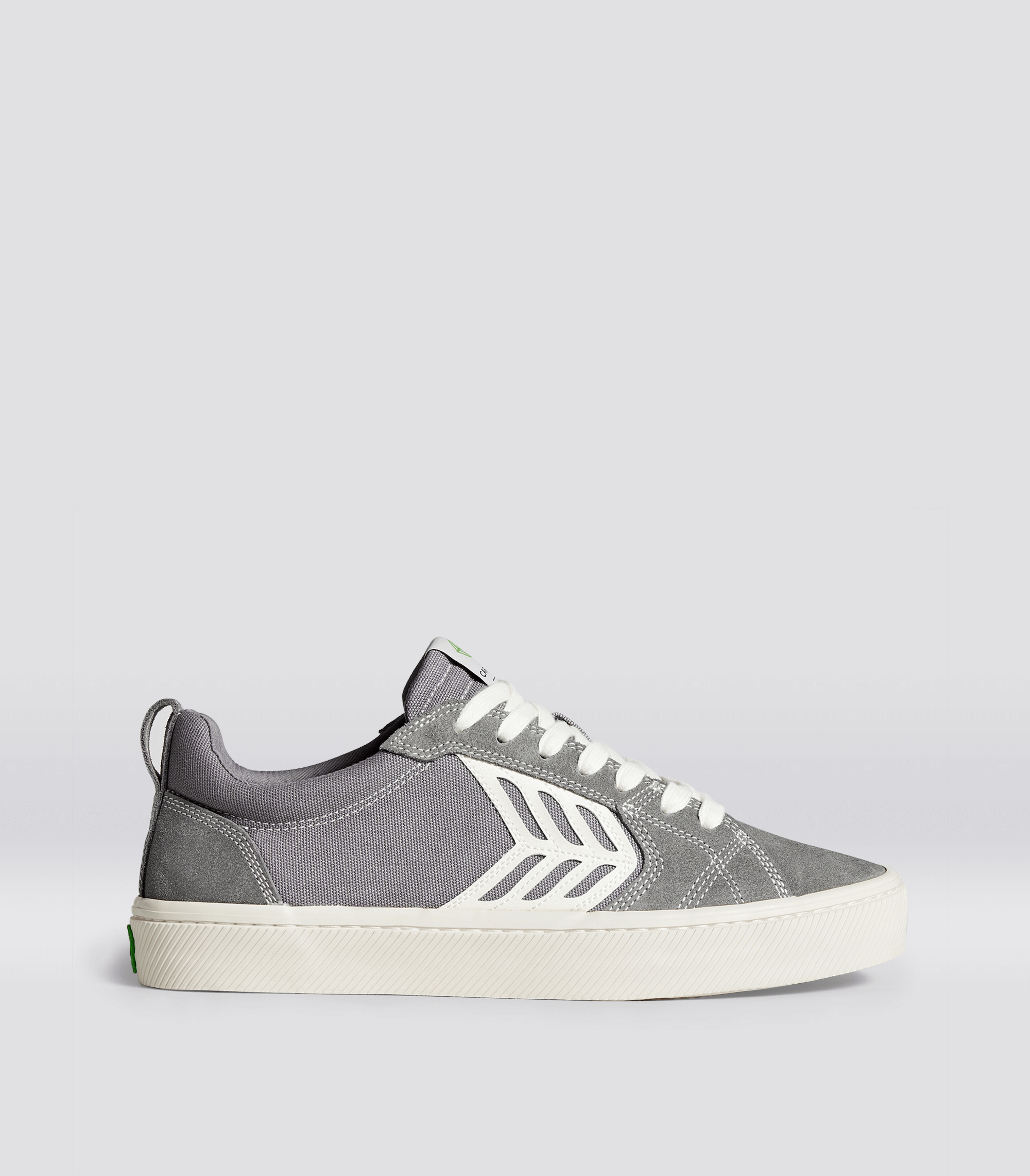 CATIBA PRO Low Charcoal Grey Suede and Canvas Contrast Thread Ivory Logo Sneaker Men