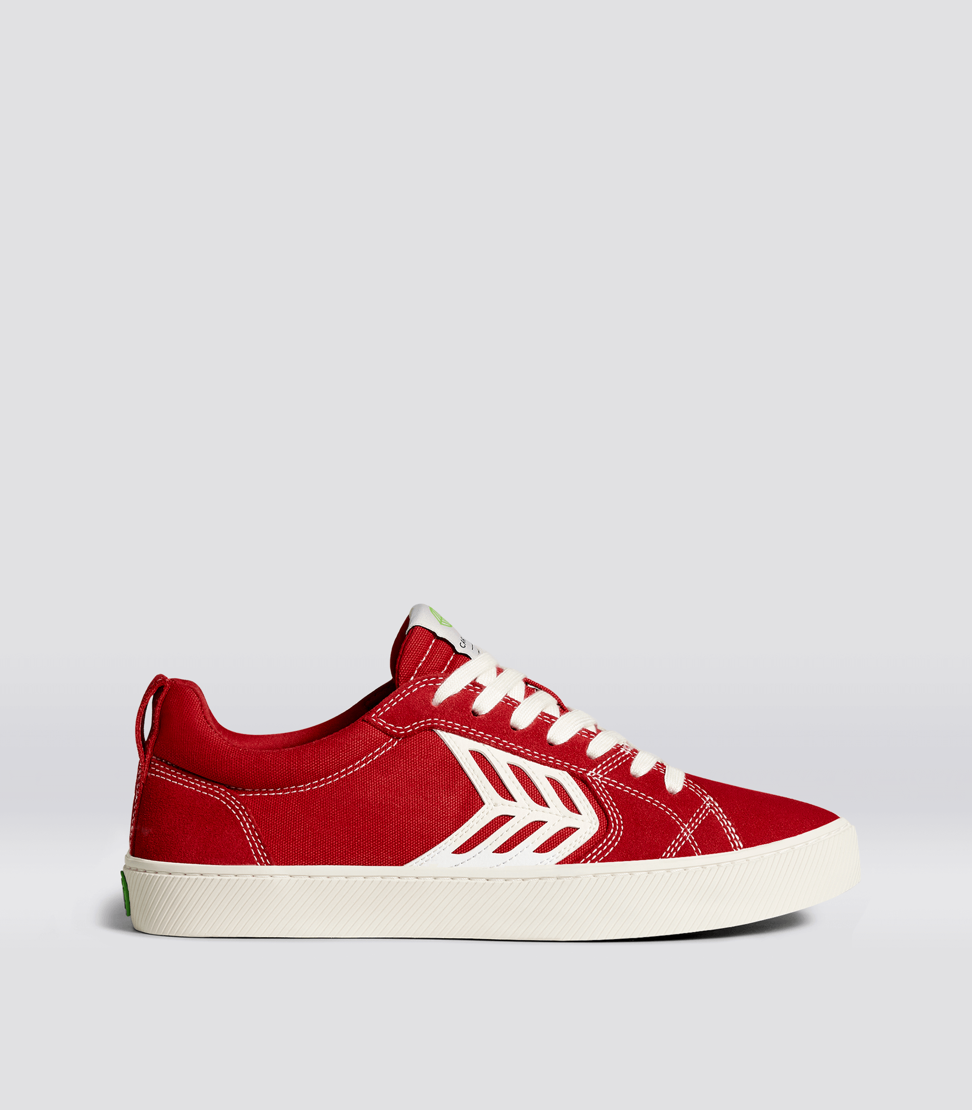 CATIBA PRO Low Samba Red Suede and Canvas Contrast Thread Ivory Logo Sneaker Men